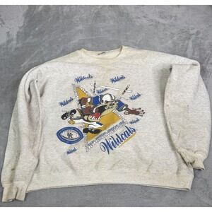 Vintage 90s Kentucky Wildcats Looney Tunes Taz Sweatshirt Men's Size XL Gray